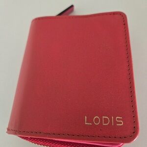 Lodis Coral Pink Leather Zip Bifold Wallet | Luxury Organizer | RFID Style